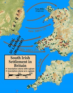 Irish settlement in Wales map